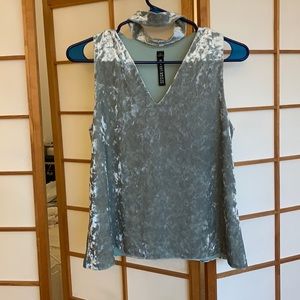Women’s light blue velvet top